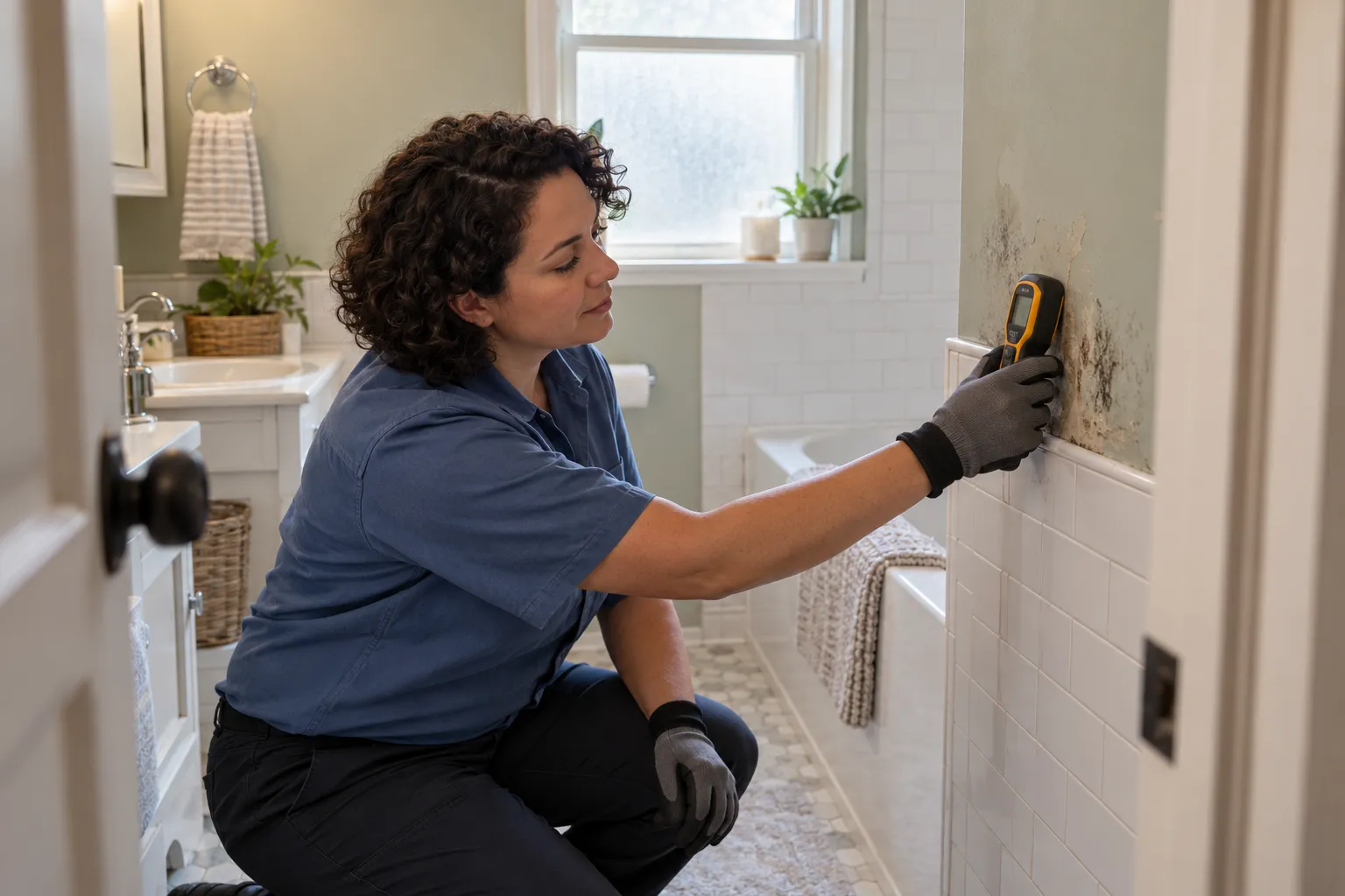 Mold remediation provider inspecting a home in Eagle Mountain